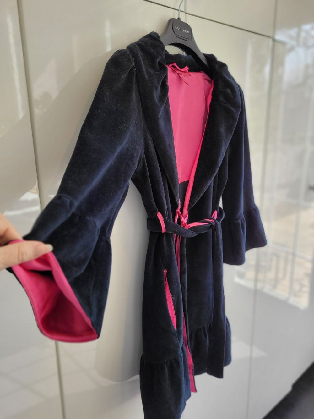 Betsey Johnson Coquette Girl Pink Satin and Velour Robe Size S - Picture 4 of 8